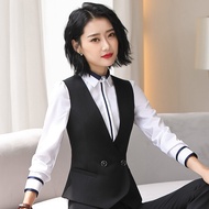Bộ Ba Mảnh Vest Nữ Mùa Xuân 2025 Áo Khoác Không Tay Áo Vest Công Sở Cho Nữ Vải Polyester Dài Ngắn Cổ