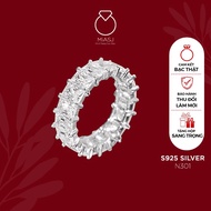 S925 Italian Silver women's ring with full luxurious CZ rectangular stones MiASJ N301