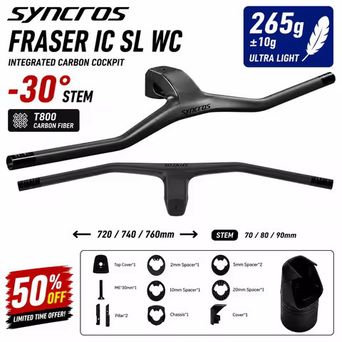 Syncros FRASER IC SL WC For Sparks Frame -30° 740mm 760mm Carbon Fibre Integrated Cockpit MTB Handle