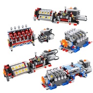 MOC Technic 6 8 16 Cylinder Engine Unit V6 V8 V16 Engine 6 Speeds Gearbox Building Block Bricks Kits