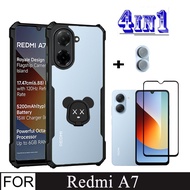 Redmi A7 A7 Pro Shockproof Phone Case for C85X C81X C71 4in1 Privacy Tempered Glass + cartoon stand+
