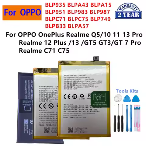 BLP935 BLPA43 BLPA15 BLP951 BLP983 BLP987 BLP749 BLPB33 BLPA57 Battery For OPPO OnePlus Realme Q5 10