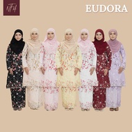 NFH - EUDORA baju kurung moden cantik lace cotton embroidery with sequin (ada lining dibaju dan kain