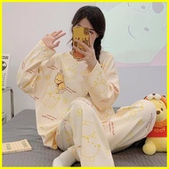 ⭐ ✸ ◷ Fashion Sleepwear Korean Cotton Pajama Long Sleeve With Long Pants NightWear for Women #1
