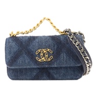 CHANEL 牛仔布料Chanel 19 Mini Wallet On Chain手挽肩背兩用袋