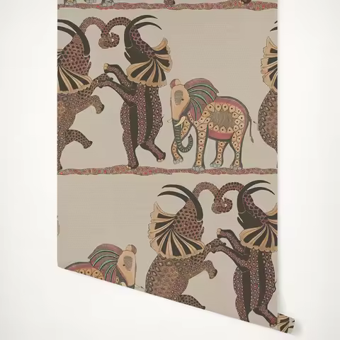 Elephant Dance Safari Dance nordic wallpaper 3d Papeete Cuts scandinavian style