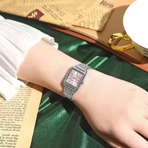 Casio LTP-V007D Series Retro Simple Style Small Square Watch Steel Strap Quartz Analog Wristwatch fo