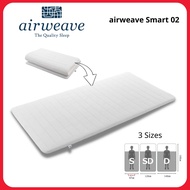 airweave Japan Smart02 Mattress, 1-268031-1 White, bed topper mattress single, semi-double, double size, High Resilience, Tri-Fold, Foldable, Thin, Washable