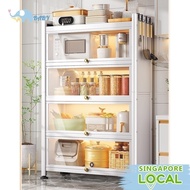 CH2 SSL Kitchen Cabinet Storage Cabinet Shelf, Floor Type, Multi-layer Multi-functional with Door, Dishes, Pans, Appliances, Aux JP