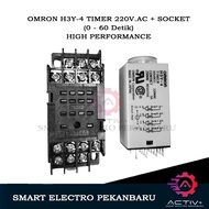 OMRON H3Y-4 220VAC + SOCKET BASE DELAY 0-60 Seconds OMRON Solid-State TIME DELAI RELAY RELAY RELAY D