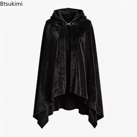 Medieval Gothic Vintage Velvet Robe Unisex New Hooded Cloak Hobbit Cosplay Long Cape Fancy Theme Par