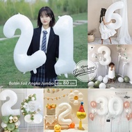 WHITE Jumbo Number Balloon 80 Cm / Large Number Foil Balloon / number balloon