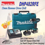 MAKITA DHP482RTE HAMMER DRILL DRIVER/ 13MM IMPACT DRILL DRIVER/ PROMOTION FREE MAKITA 3.0AH BATTERY