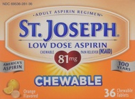 Orange Chewable 81mg Aspirin, 36 Tablets (Pack of 6) St. Joseph Orange Chewable 81mg Aspirin, 36 Tab