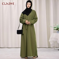 Jubah Muslimah Maxi Dress Solid Color Lace Up Jubah Abaya Terkini 2023