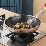 URJUMPEA 316 Stainless Steel Wok 32/34cm Durable Gas Induction Cooker