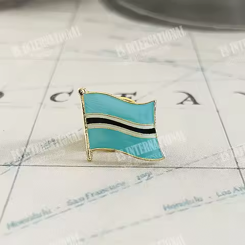 Botswana National Flag Crystal Epoxy Metal Enamel Badge Brooch Collection Souvenir Gifts Lapel Pins 