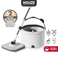 HOUZE - PANDY Spin Mop Set with Dual Buckets - Kitchen | Bathroom | Cleaning | Washing | Drying | St