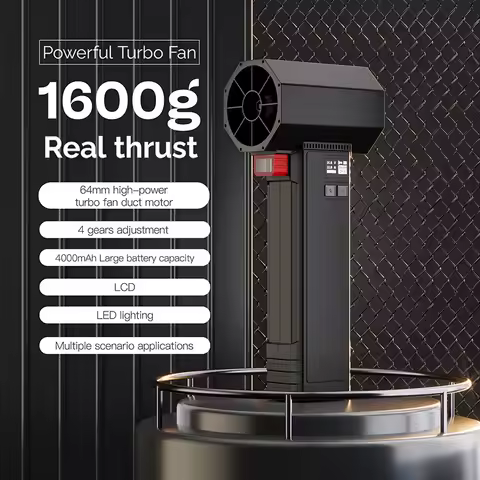 Booster Portable Turbo Fan with LED Lighting, Powerful Air Blower, Brushless, Durable, High-Speed, P
