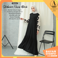 Gamis Homey Sabrina Bunga Hitam Murah Bahan katun Rayon Premium - Gamis Dewasa Home Dress jumbo Baju Casual Kekinian Best seller