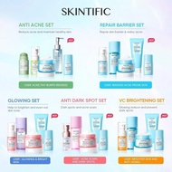Skintific 5 pcs Skincare Beauty Set Anti Acne Serum & Cleanser & Clay Mask Stick & 5X Moisturizer Sk