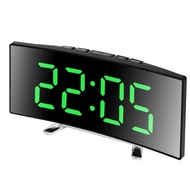 Creative Curved Electronic Clock LED Large Screen Mirror Alarm Clock Students Silent Multifunctional