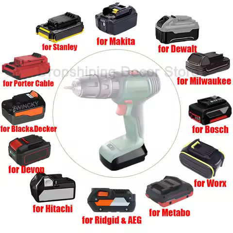 Battery Adapter for Makita/Dewalt/Milwaukee/Bosch/Worx/Kress/Ridgid/Hitachi/Devon/Stanley Li-ion Bat