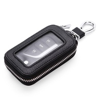 Men Women Fashion Leather Zipper Car Key Holders Transparent Window Key Wallet