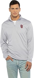 Vantage Apparel Men's Collegiate Micro Mesh Performance Gray 1/4 Zip Pullover, St. John's Red Storm,