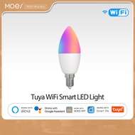 MOES WiFi Smart LEDLight Bulb E14 Candle Lamp 16Million RGBCCT 2700-6500K Dimmable Candelabra Light 