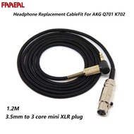 FAAEAL Headphone Replacement Spring Cable 3.5mm To 3 Core Mini XLR Plug Earphones Detachable Upgrade Headset Wire 1.2M/2M/5M Headset Line For AKG Q701 K702 K267 K712 K141 K171 K181 K240 K271MKII K271 Headsets