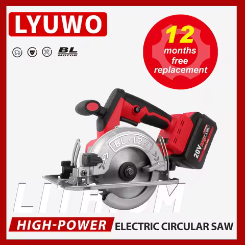 LYUWO Lithium Electric Circular Saw, Rechargeable Household Hand Push Saw, Multifunctional Circular 