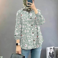 Kemeja Wanita Bunga-bungaan 2025 Baju-T Wanita Islam Atasan Butang Longgar Baju-T Baju Muslim