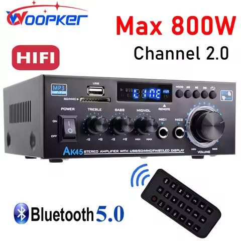 Woopker AK45 HiFi Digital Amplifier Max Power 90Wx2 Channel 2.0 Bluetooth Surround Sound AMP Speaker