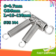 304 Stainless Steel, Tension Spring, Tension Spring with Hook (d=0.7mm,OD5mm,L=15~120mm)All Products