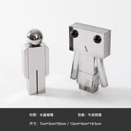 Rzone Simple Modern Geometric Crystal Glass Silver Abstract Character Ornaments Living Room Desktop 