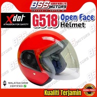 XDOT Helmet G518 Open Face Design Helmet Free Clear Visor SIRIM Topi Keledar Classic INDEX  LTD LASE