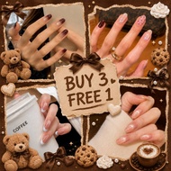 [ZV] 10PCS Kuku Palsu Medium Almond Fake Nails Handmade Cat Eye  Reusable Press On Nail Short Oval B