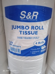 S&R Jumbo Roll Tissue 2-Ply 100% Virgin Pulp 4 rolls