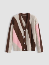 Cider Patchy V-neck Knitted Cardigan