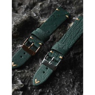 Handmade ostrich leather watch strap18mm 19MM 20mm22mm Soft Green Genuine Leather Strap Watch Access