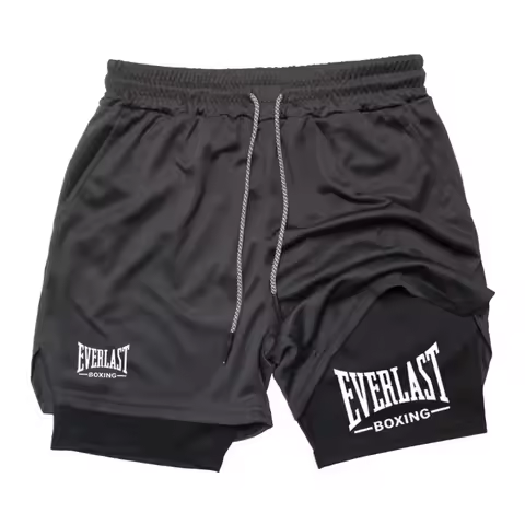 EVERLAST Men's Compression Gym Shorts Compression Sports Pants Comfortable Fashion Double Layered Qu
