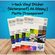 i-tech Vinyl Sticker (Waterproof) A4 Glossy |Matte |Transparent