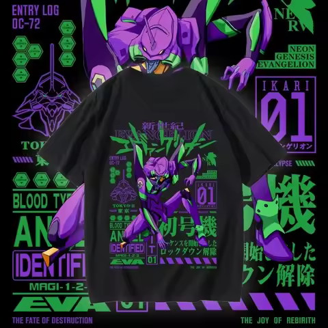 2026 Eva Joint T-shirt Short-sleeved Men's No. 1 Machine No. 2 Machine Japanese Animation Peripheral