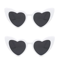 2 Pack Heart Shape Sunglasses,Colorful Trendy Sunglasses Vintage Cat Eye Glasses for Party Favor or