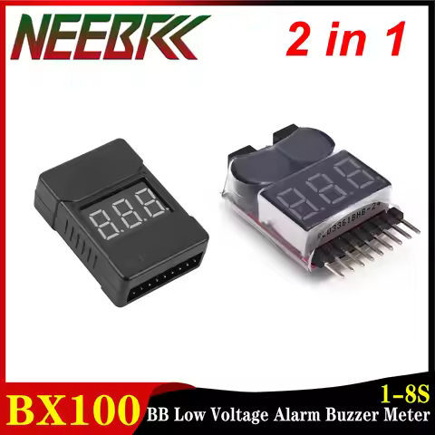 NEEBRC BX100 1-8S BB Low Voltage Alarm Buzzer Meter Lipo Battery Indicator Tester 3.7V-22.2V for RC 