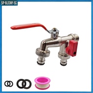 【1.15】 1/2 Faucet One Inlet Two Outlets Double Nipple Water Outlet Zinc Alloy Faucet