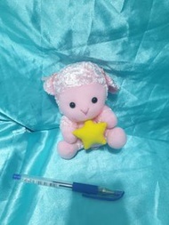 （C93）goobee toys 坐姿 小羊 粉色 星星 可愛 沙包 顆粒 很萌 復古 早期 懷舊 童年 絨毛 娃娃 玩偶 布偶