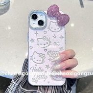 funny phone case funny phone case iphone Pink Glitter HelloKitty Bow Suitable for iPhone15promax App