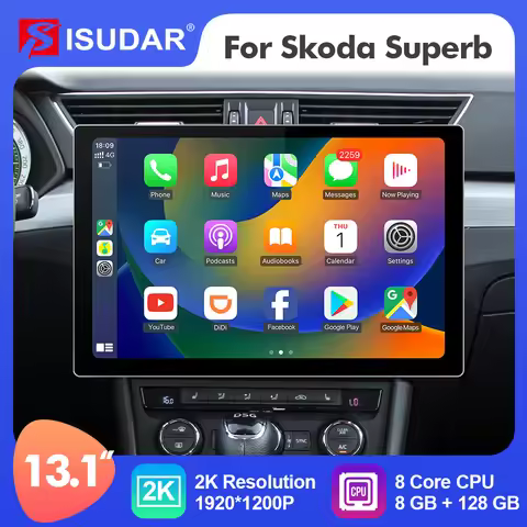ISUDAR 2K 13.1 Inch Android 10 Car Radio For Skoda Superb 3 2016- GPS Multimedia Stereo Player 4G 8 